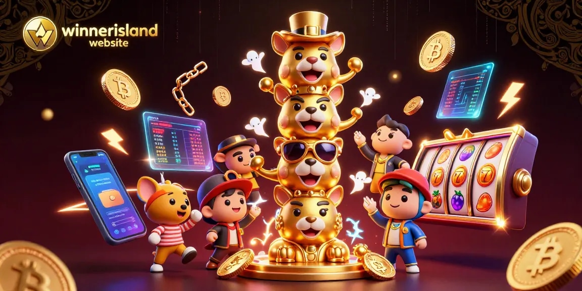 Engage with the winnerisland website through vibrant 3D casino elements and dynamic gaming atmosphere.