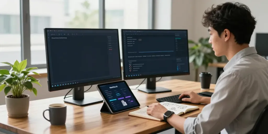 ChatGPT brand monitoring analytics in a tech-focused workspace, showcasing modern brand management tools.