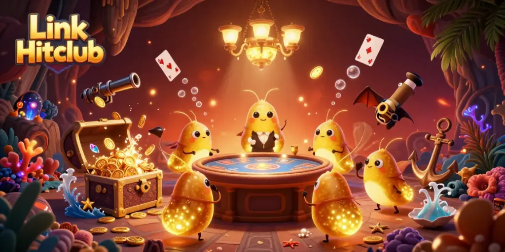 Experience thrilling gameplay with Link Hitclub in a dynamic cave casino scene illuminated by bioluminescent glowworms.