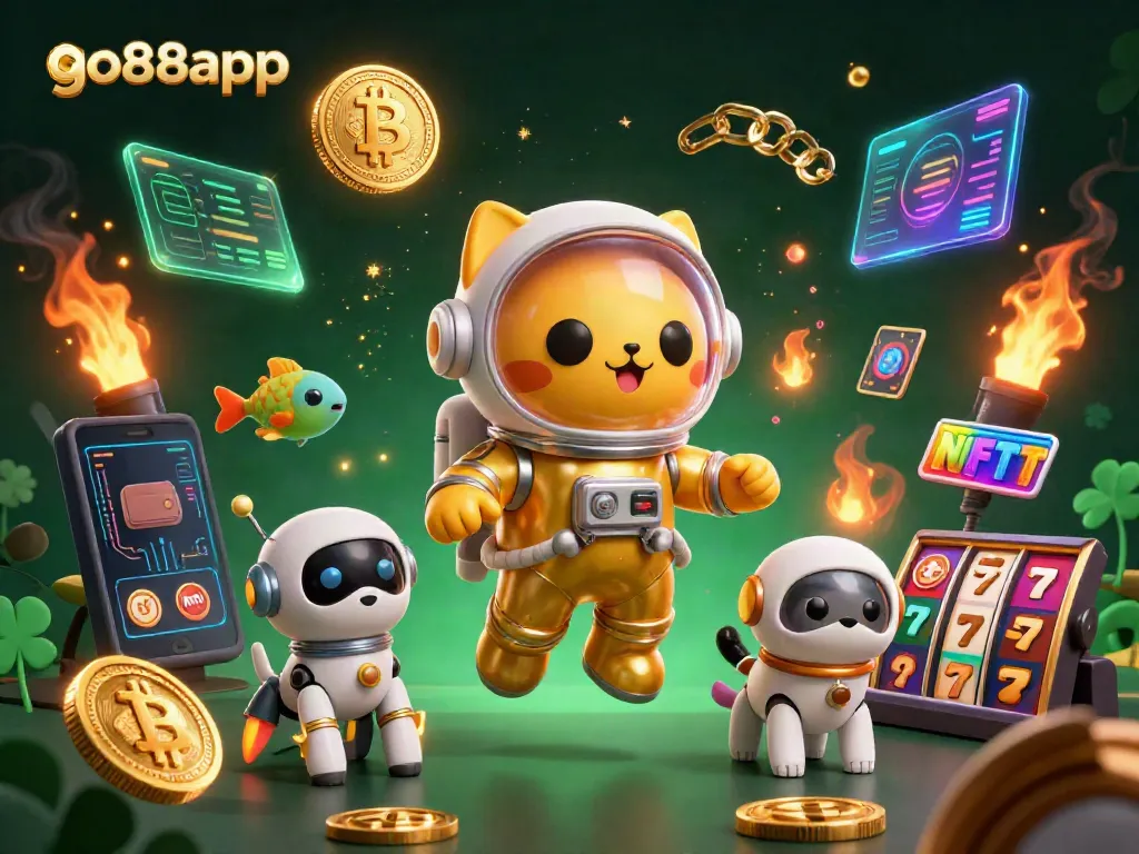 Experience go88app's exciting world with a space-themed casino adventure featuring vibrant 3D characters.