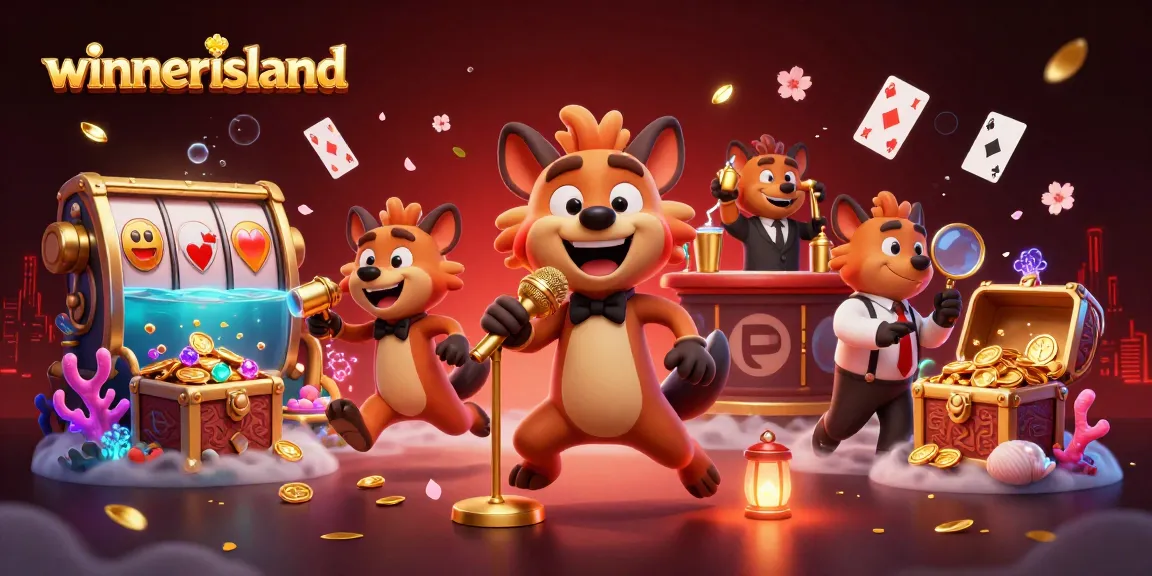Experience the vibrant energy of winnerisland's casino scene with hyenas entertaining in a colorful gaming environment.